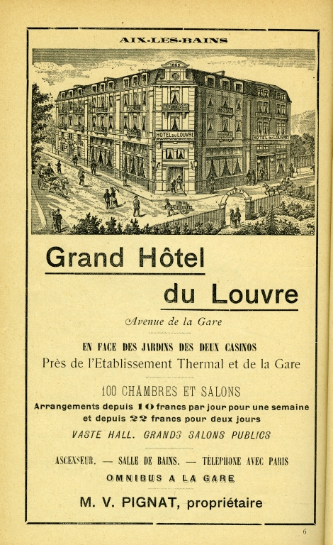 Hôtel de voyageurs, hôtel du Louvre, puis hôtel du Louvre et Savoy, puis hôtel du Louvre, actuellement immeuble le Louvre