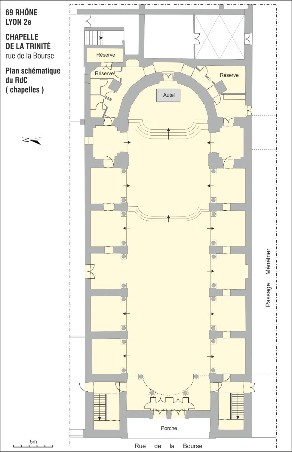 Plan schématique, rez-de-chausée (état actuel). Dess. A. Céréza