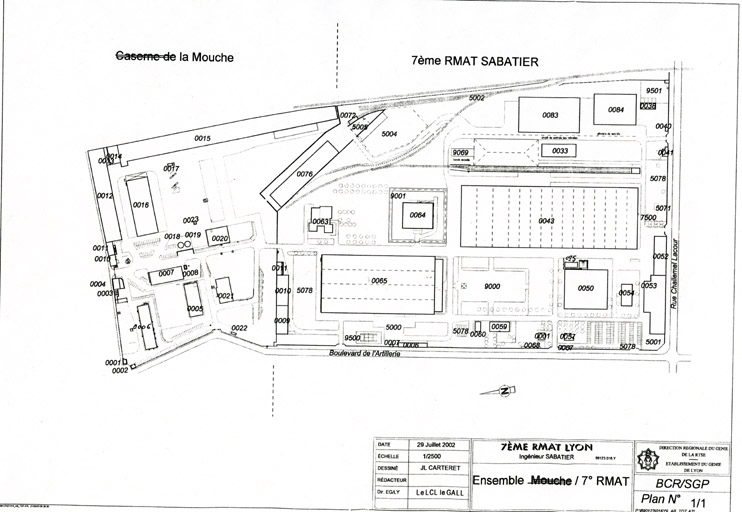 Arsenal de la Mouche puis parc d'artillerie dit l'ERM l'Etablissement Régional du Matériel actuellement Caserne de la Mouche et 7eme RMAT Sabatier (Régiment de Matériel de Lyon)