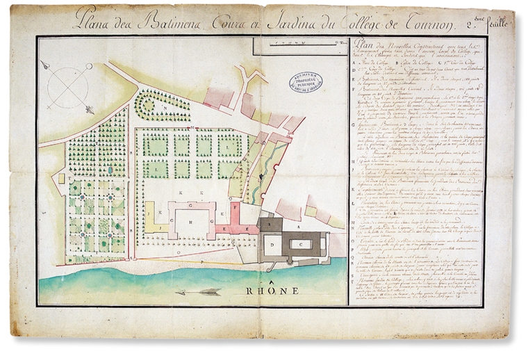 Plan des bâtiments, cours et jardins du collège de Tournon, 2e feuille, 1776 (AD Ardèche, D 121)