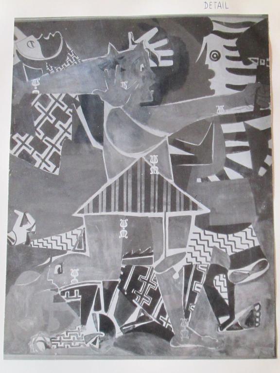 Peinture monumentale : Eurydice derrière les barreaux ; Orphée et sa lyre (oeuvre détruite)