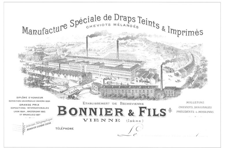 Tissage Badin-Lambert dite usine de Béchevienne puis Manufacture Spéciale de Draps teints et Imprimés Bonnier et fils puis usine Pascal Valluit puis Etablissements réunis dite usine Béchevienne actuellement parc d'activité économique