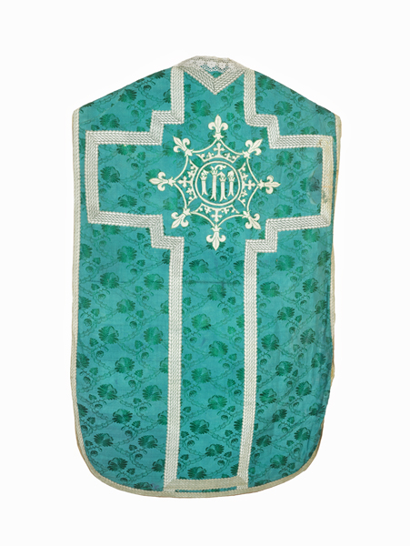 chasuble, manipule, voile de calice, bourse de corporal : ornement vert n°1