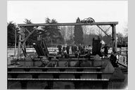 La construction du pont de la Boucle. le départ des arches supérieures. Photogr., [1903] (Arch. mun. Lyon. 15 Ph 1809)
