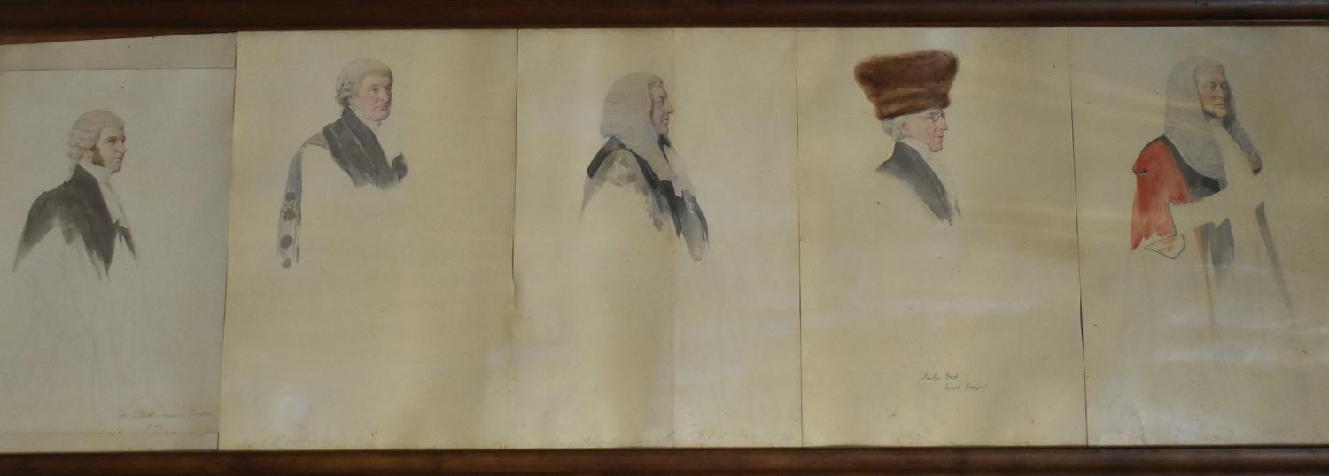 Ensemble de dessins aquarellés de Jean Alaux (5) - Études pour les portraits de cinq officiers municipaux de la Cité de Londres