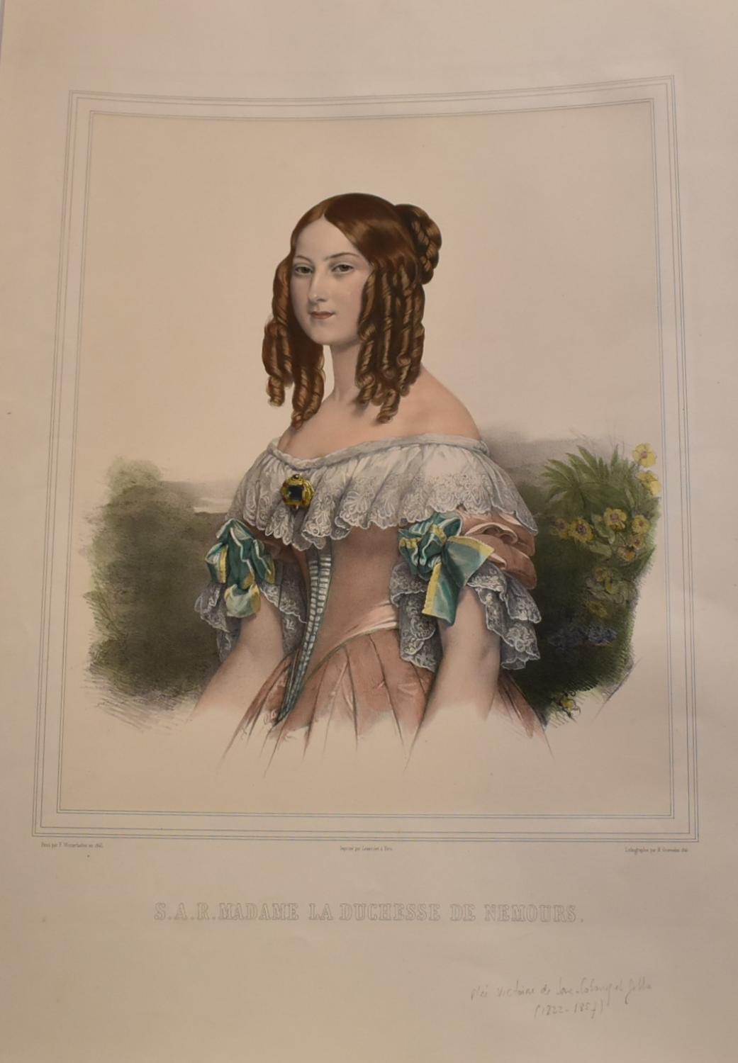 Lithographie d'Henri Grévedon - " S.A.R. Madame la duchesse de Nemours "