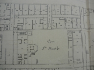Plan du rez-de-chaussée, s.d. (détail de la cour Sainte-Marthe). Plan AC Lyon. Fonds des HCL ; 2NP679