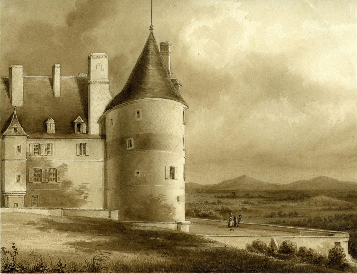 Ensemble de lavis attribués à Louis Atthalin (5) - Vues du château de Randan