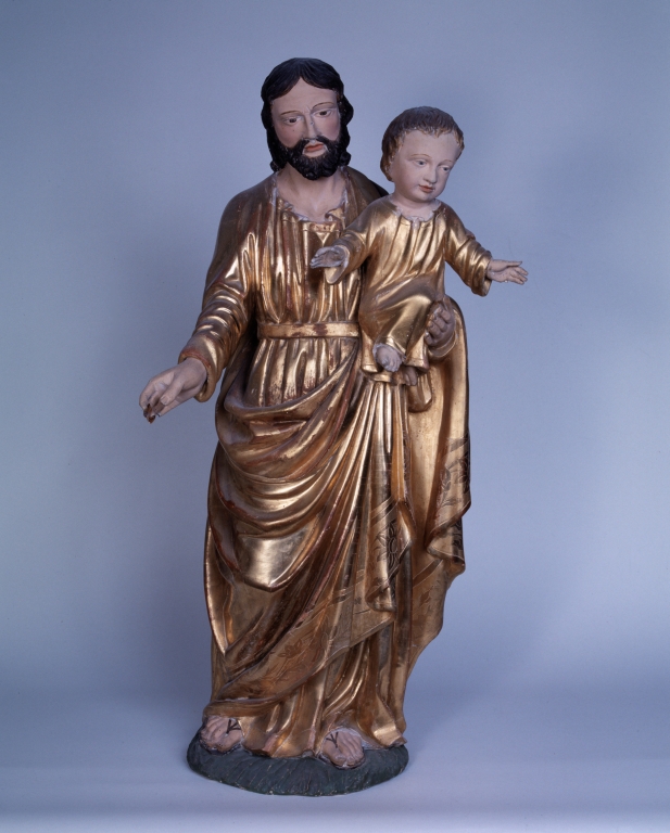 Ensemble de 2 consoles et de 2 statues : Immaculée Conception, Saint Joseph et l'Enfant Jésus