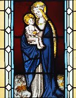 Verrière : Vierge à l'Enfant, verrière à personnages