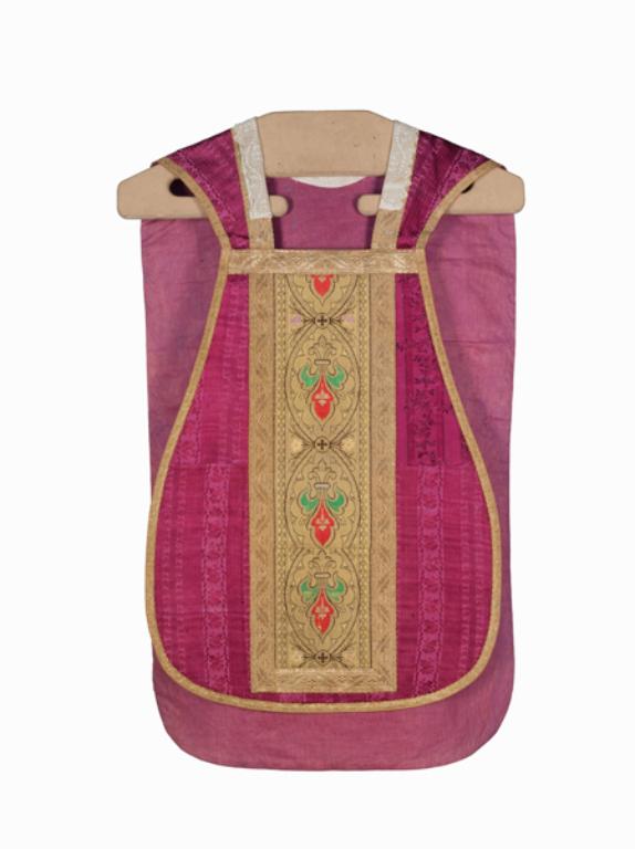 chasuble, étole, manipule, voile de calice : ornement rose