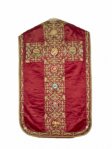 chasuble, étole, manipule, voile de calice : ornement rouge n°3