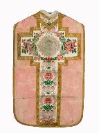 chasuble, étole, manipule, voile de calice : ornement rose