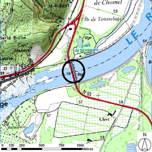 Barrage de retenue, pont routier, passerelle de service