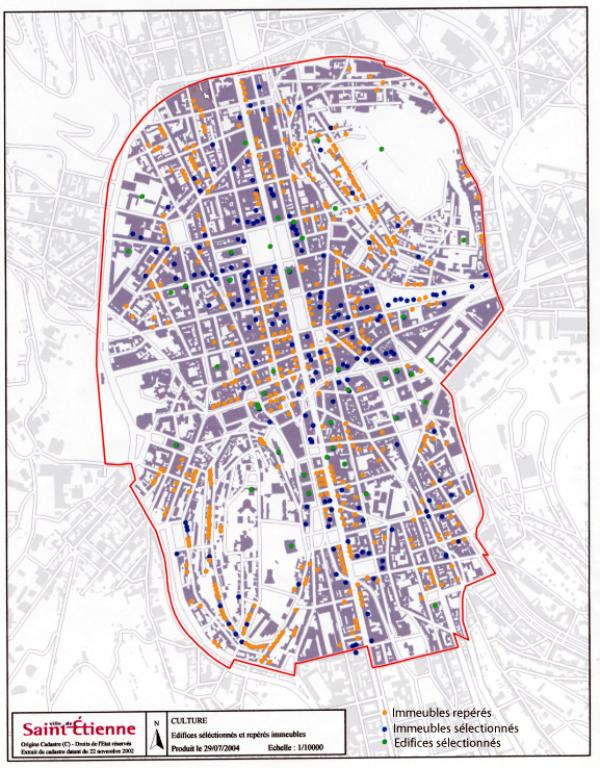 Les immeubles du centre de Saint-Etienne