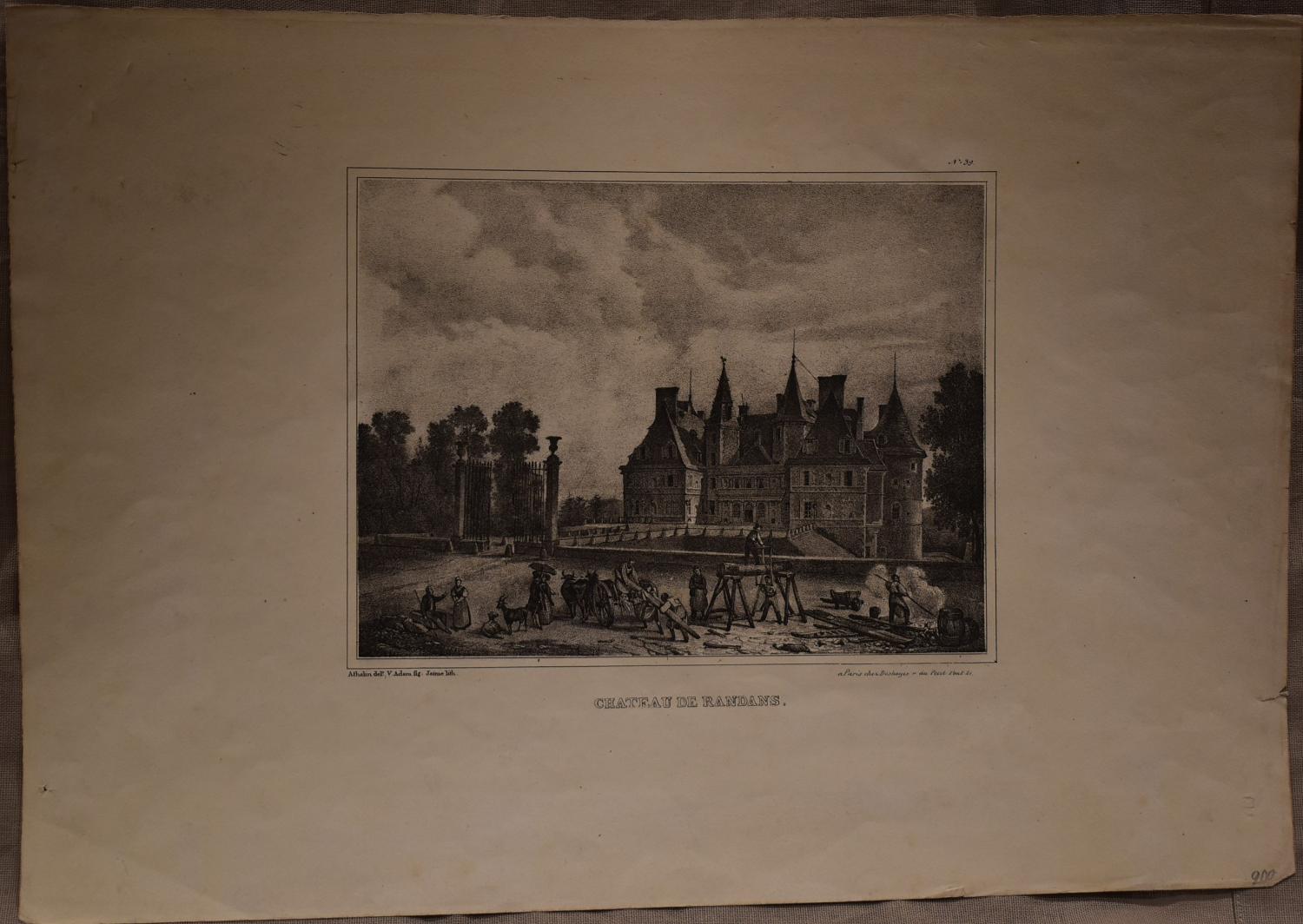 Lithographie d'Ernest Jaime - " Château de Randan "