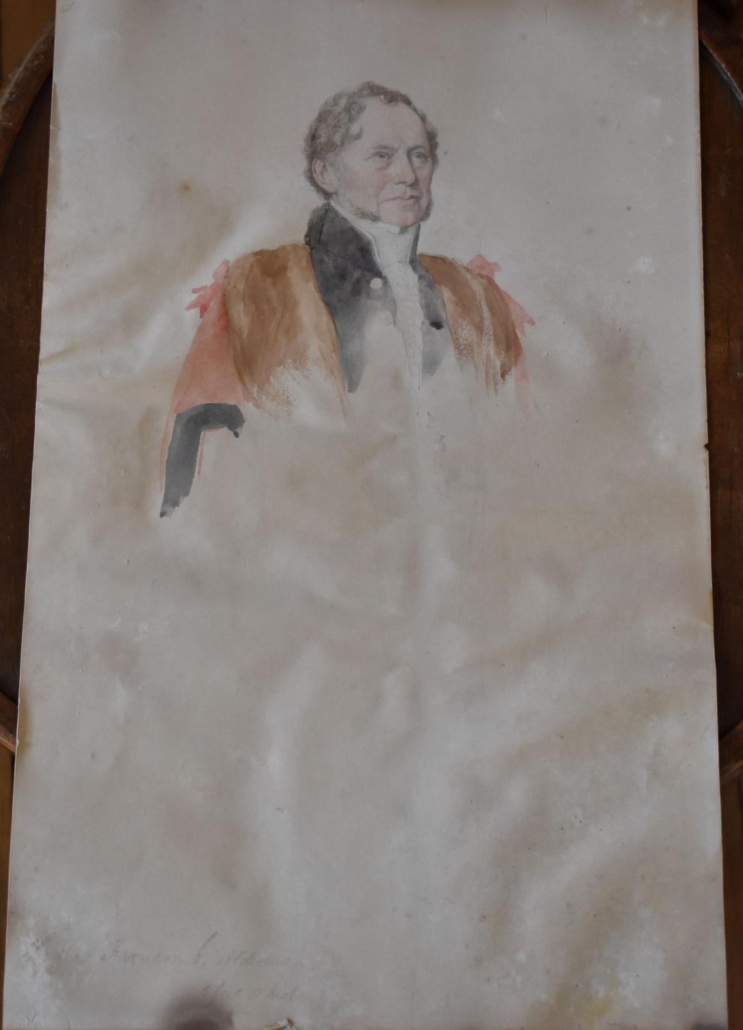 Dessin aquarellé de Jean Alaux - Étude pour le portrait de Thomas Farncomb