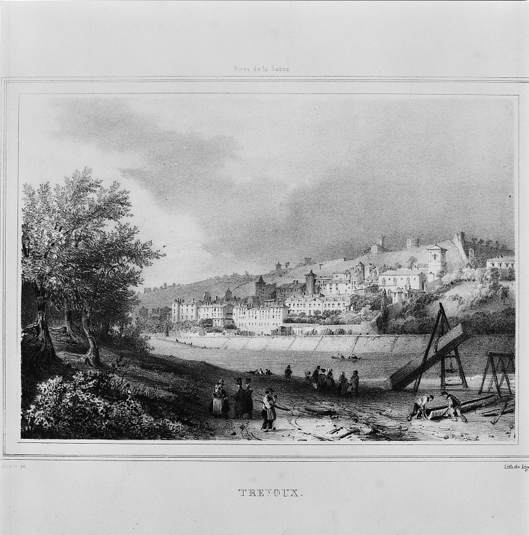 estampe : rives de la Saône, Trévoux