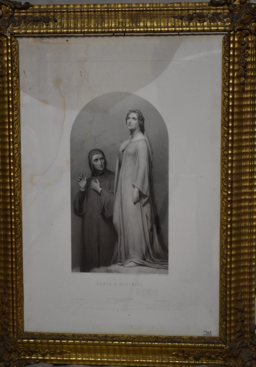 Estampe d'après Ary Scheffer - Dante et Béatrice