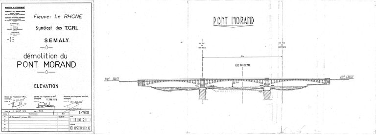 Pont Morand, puis pont du Bâtiment, puis pont Morand (détruit) ; culée (vestiges)