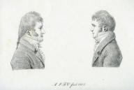 Estampe d'Antoine d'Orléans - Portraits de profil de Louis-Philippe et d'Antoine d'Orléans