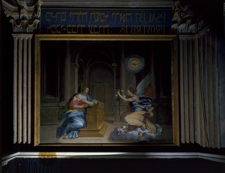 Ensemble des deux tableaux de l'oratoire de la chapelle : l'Esprit fécondant les eaux, l'Annonciation