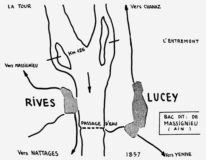 Bac, puis bac à traille de Lucey ou bac à traille de Massignieu (disparu)