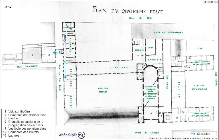 Plan du 4e étage, par J.-F. Grand, 1763. Dess. A. Céréza, 2015