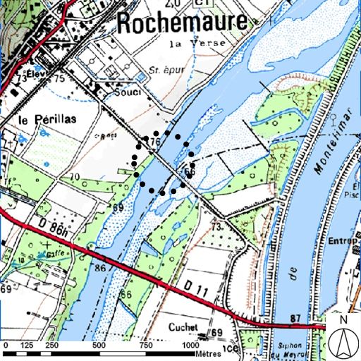 Ensemble des bacs à rames, ensemble des bacs à traille de Rochemaure (disparus)