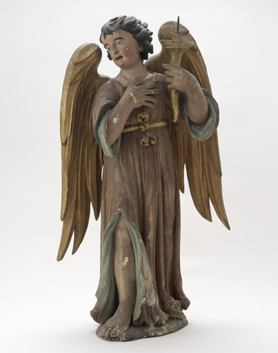 Ensemble de 2 statuettes en pendant : anges cérophéraires