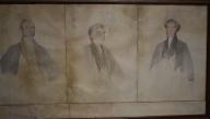 Ensemble de dessins aquarellés de Jean Alaux (3) - Études pour les portraits de deux édiles et d'un officier municipal de la Cité de Londres