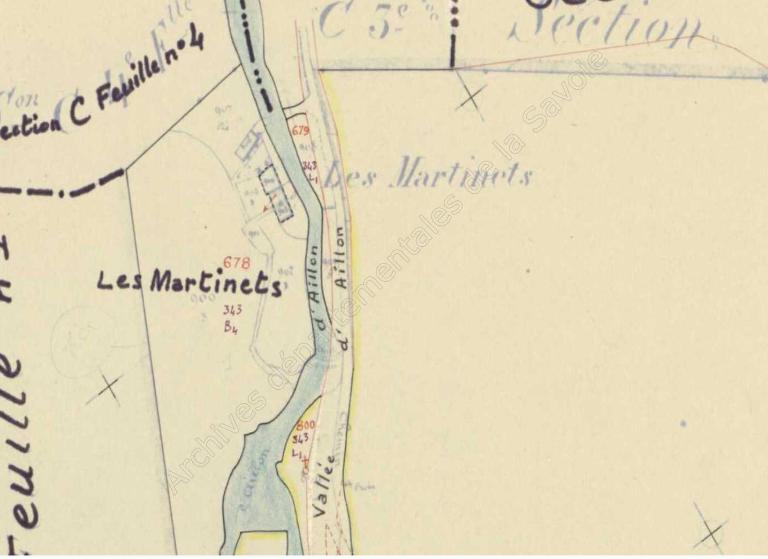 Fonderie de fer et martinet de la chartreuse d'Aillon dit Martinet dessus puis moulin à farine, scierie et martinet Miguet actuellement vestiges
