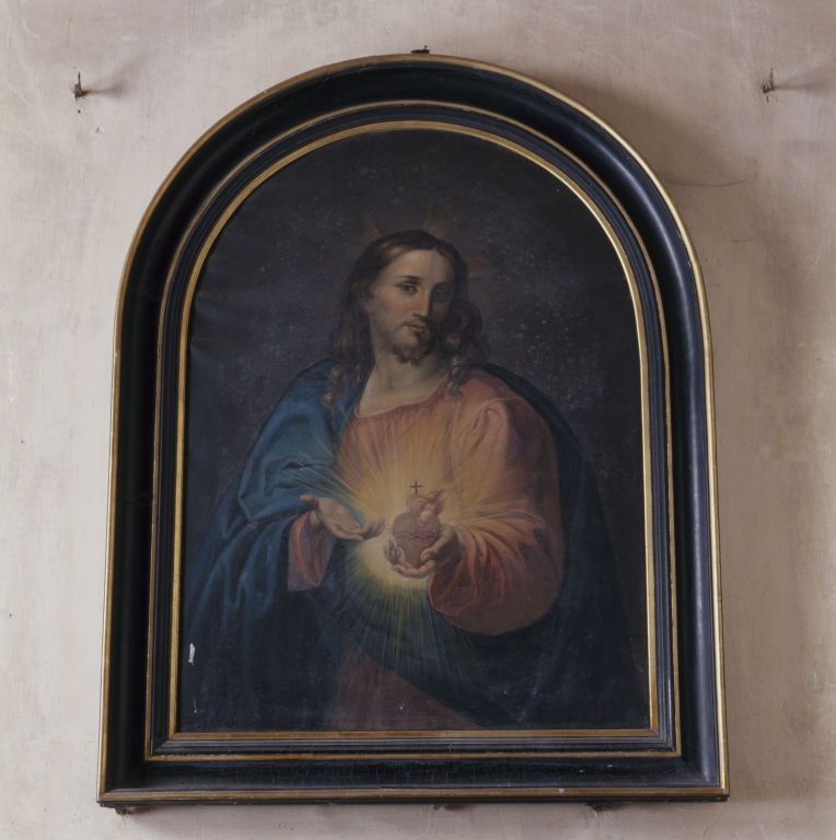Ensemble de 2 tableaux : Sacré-Coeur de Jésus et Sacré-Coeur de Marie
