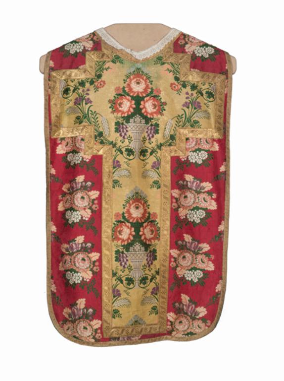 chasuble, étole, manipule, bourse de corporal : ornement rouge