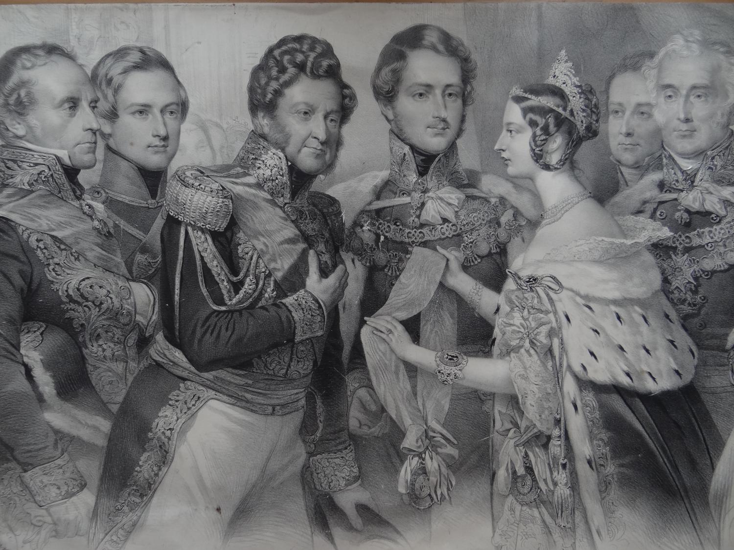 Lithographie - " Le roi des Français reçoit des mains de la reine le cordon de l'ordre de la Jarretière "