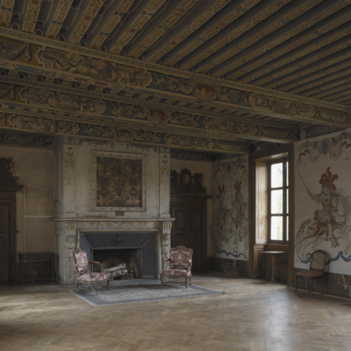 Peintures monumentales de la grande salle du 1er étage : Courses de testes et de bagues faites par le roy (...) en l'année 1662