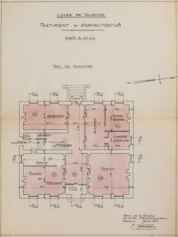 Maison, actuellement pavillon de l'administration du lycée Émile-Loubet (bâtiment A)