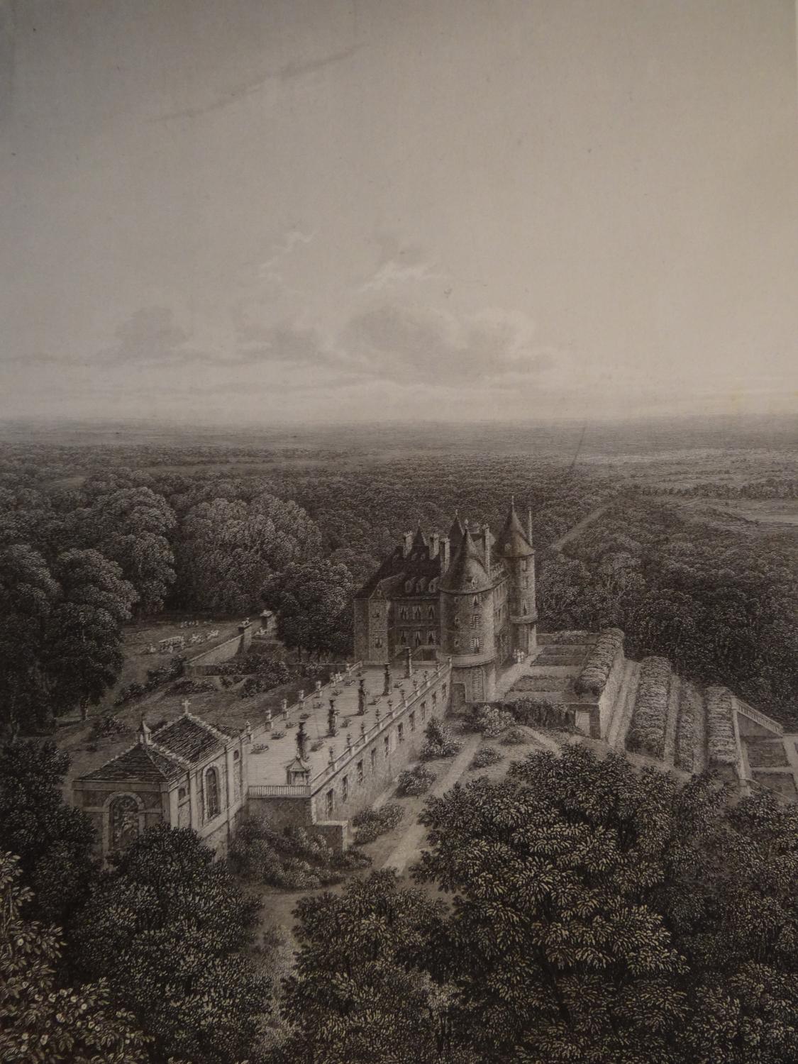 Gravure de Joseph Skelton - " Vue du château de Randan "