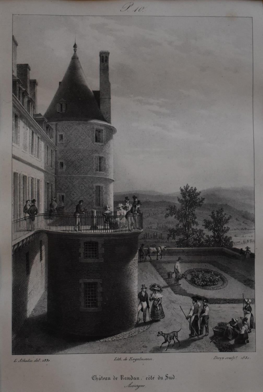 Lithographie de Godefroy Engelmann : " Château de Randan, côté du Sud "