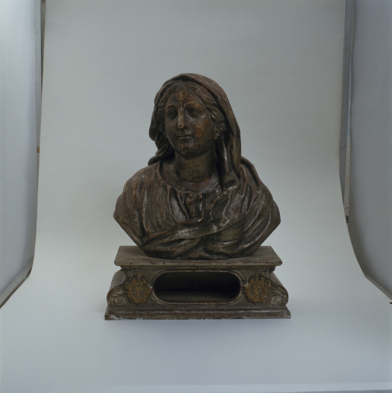 Ensemble de 2 bustes-reliquaires : sainte Julienne, saint Libéral (?)
