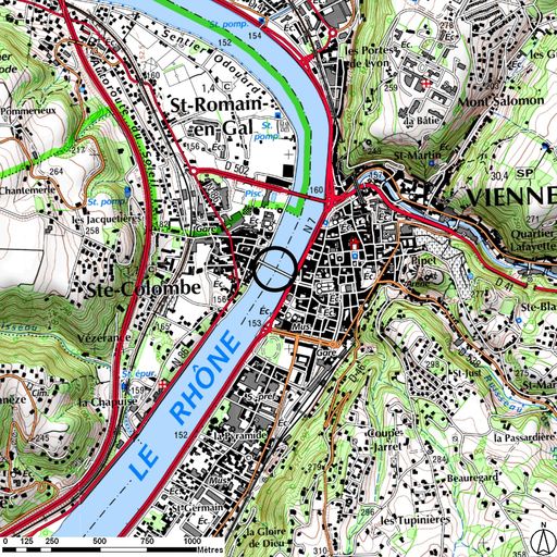 Pont suspendu, actuellement passerelle de Sainte-Colombe