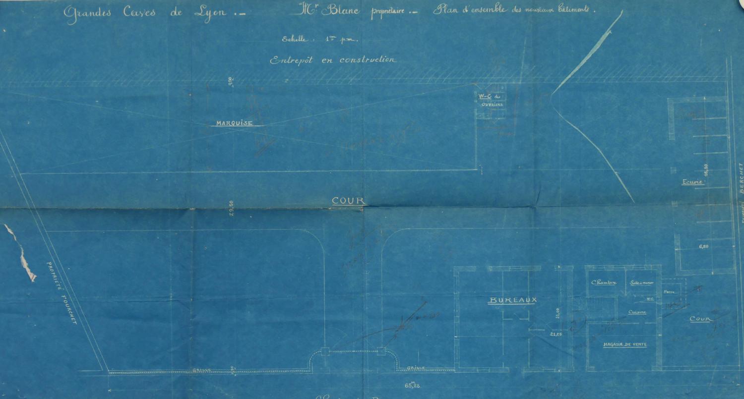 Plan usine 1915 des grandes caves de Lyon 1915 (ACL : 314W559-225)