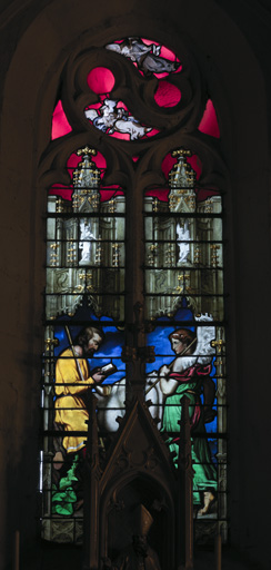 Verrière historiée (baie n°3) : saint Isidore et l'ange