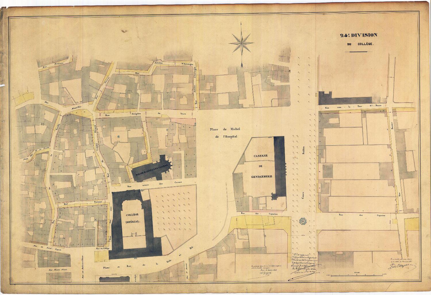 Collège des jésuites de Clermont dit collège royal ou Grand collège ; institut national ; école centrale ; lycée ; collège royal ; lycée impérial ; lycée de garçons dit lycée Blaise-Pascal ; centre culturel Blaise-Pascal et conservatoire Emmanuel-Chabrier