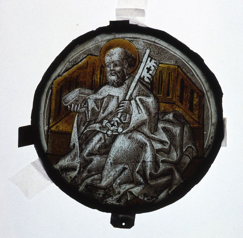 Verrière (rondel) : saint Pierre, verrière à personnages