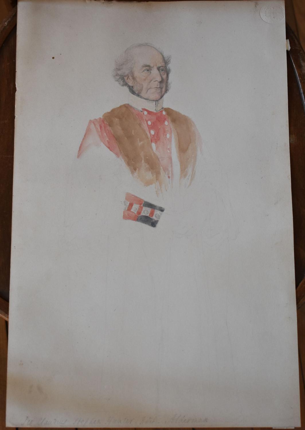 Ensemble de dessins aquarellés de Jean Alaux (5) - Études pour les portraits de cinq édiles de la Cité de Londres