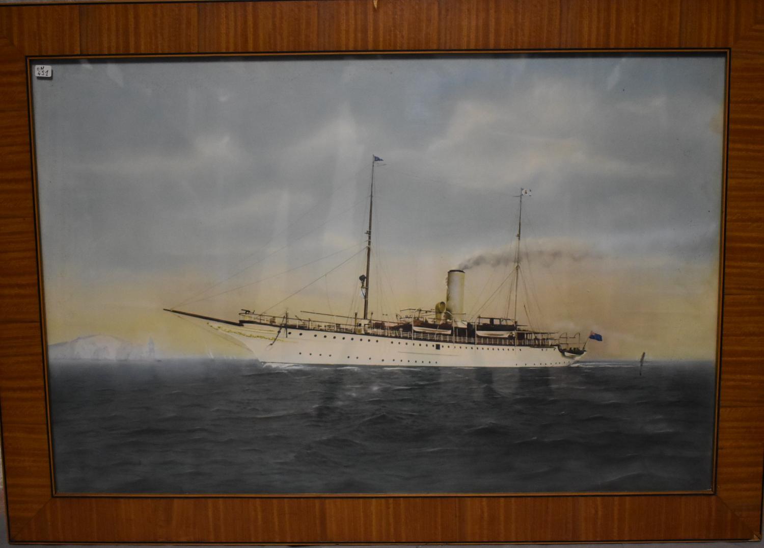 Peinture - Bateau à vapeur en mer (S.Y. Mekong ?)