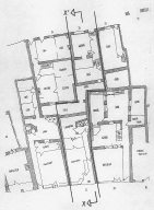 Plan au sol (extrait du plan d'îlot n°9, état des lieux, 1978), rez-de-chaussée du 22 grande rue et rez-de-chaussée surélevé du 23 rue Montsec.