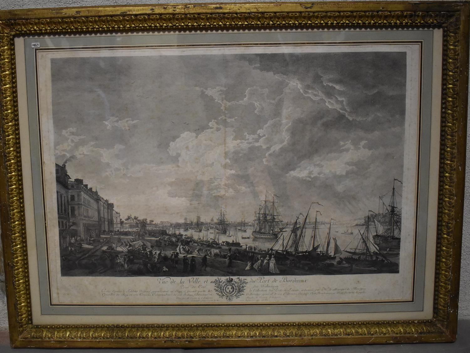 Estampe d'après Joseph Vernet - Vue de la ville et du port de Bordeaux