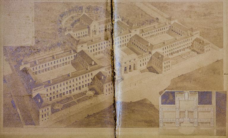 Héliogravure : Avant-projet du lycée avec plan (AC Saint-Etienne, 9 M 4)
